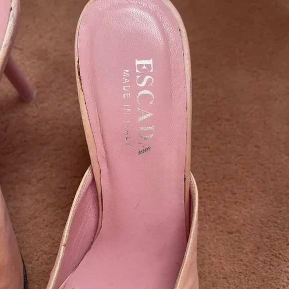 Escada Authentic Pink Silk Kitten Heel Mules Size 7.5B - Picture 3 of 10